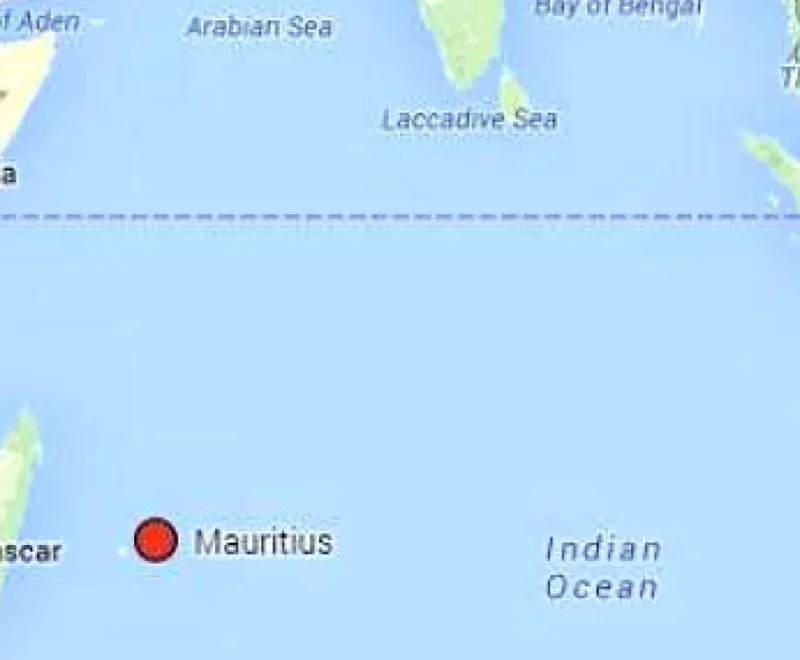 Indian Ocean Map of Mauritius 